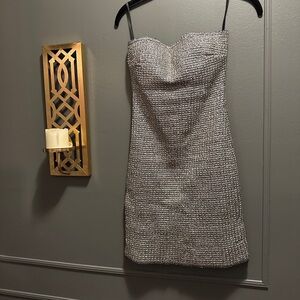Stunning Silver Strapless Dinner Dress